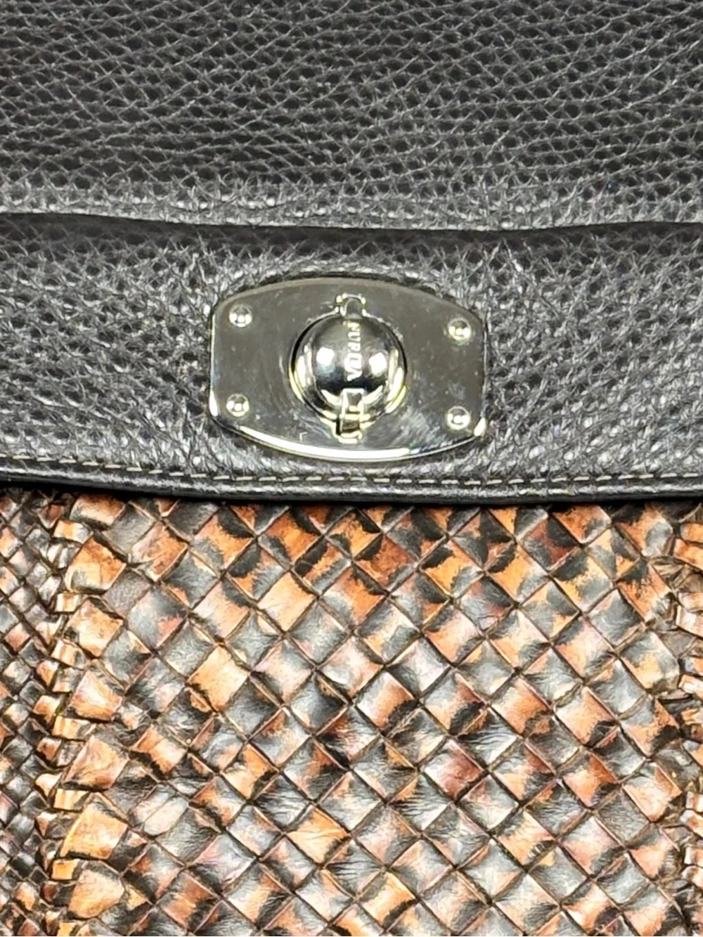 Furla leather brown Woven Tote Bag - top handles Brown